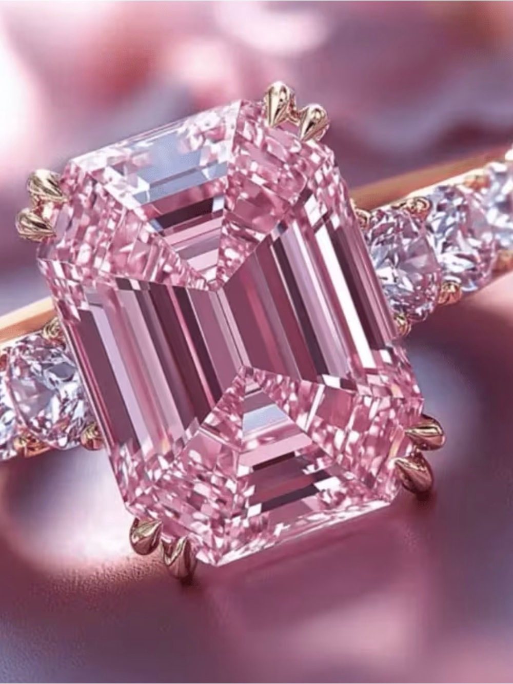 Pink Emerald-Cut Gemstone Ring - Women Jewelry sz 7 & 8 available